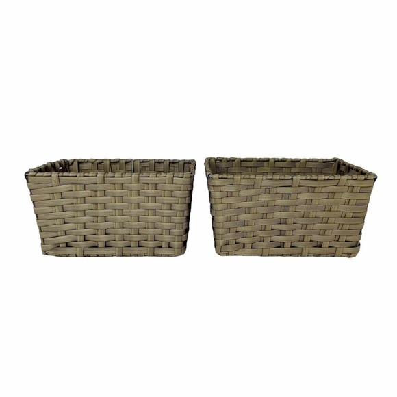 SET OF 2 BASKETS WITH LINER Woven Rattan/Whicker over metal Like new - Picture 6 of 11